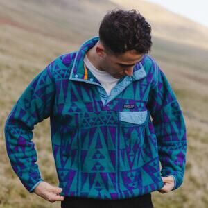 Patagonia Lightweight Synchilla Snap-T Pullover Men 2XL Green Purple Aztec 25580